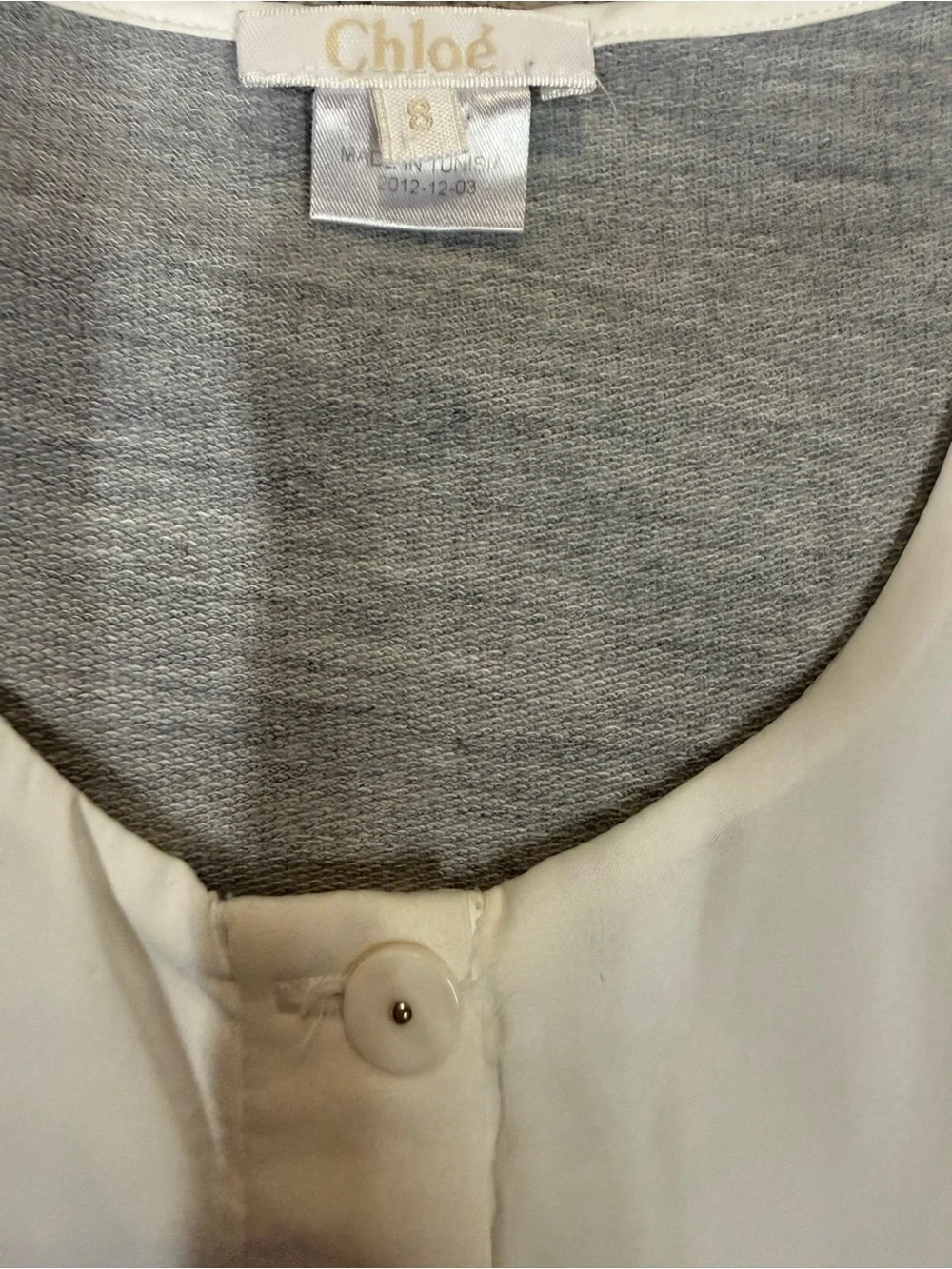 Chloe Girl’s White & Light Gray 100% Cotton Romper sz. 8
